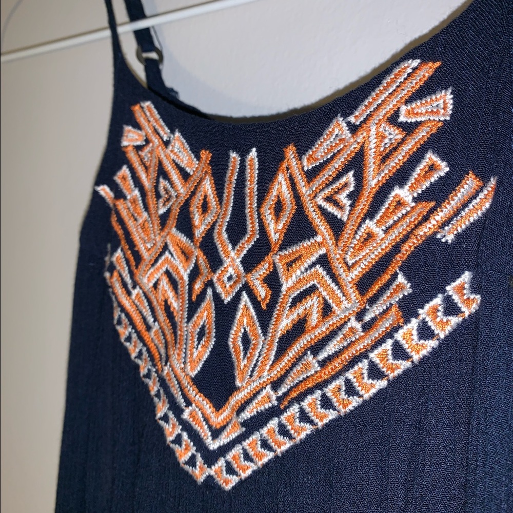 Navy Embroidered Tank Top - Picture 3 of 5